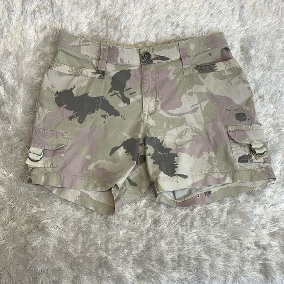 Lee Camo Cargo Shorts Green Purple Sz 8 - Picture 1 of 4